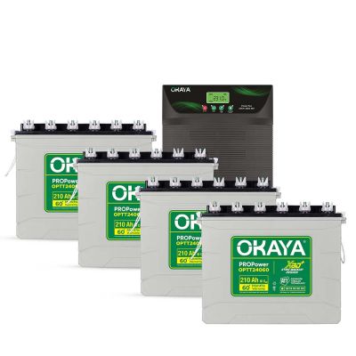 Okaya Hi-Capacity Inverter & Battery Combo | ATSW 6650 48V UPS/Inverter (6100VA) & 4× XBD+ Certified OPTT24060 210Ah/12V Tall Tubular Battery | Power Pair for Larger Homes, Offices & Commercial Est...