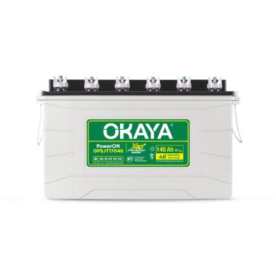 OKAYA PowerON OPSJT17048 140Ah Super Jumbo Tubular Advanced Battery for Home, Office & Shops | Robust & Compact Design | Extra Backup Plus (XBD+ technology) | 48 Months Total Warranty*