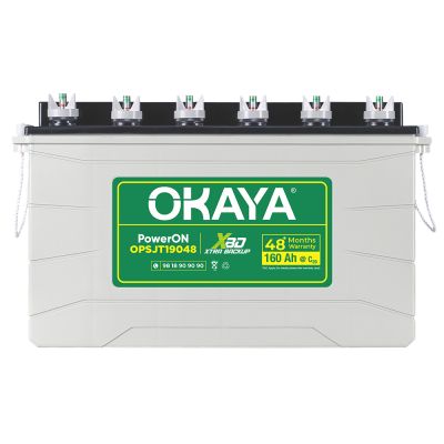 OKAYA PowerON OPSJT19048 160Ah Super Jumbo Tubular Advanced Battery for Home, Office & Shops | Robust & Compact Design | Extra Backup (XBD technology) | 48 Months Total Warranty