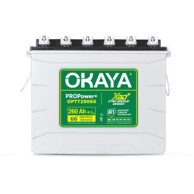 OKAYA PROPower+ OPTT29066 260Ah Advanced Tall Tubular Inverter Battery for Home, Office & Shops | Robust & Compact Design | Extra Backup Plus (XBD+ technology) | 66 Months Total Warranty