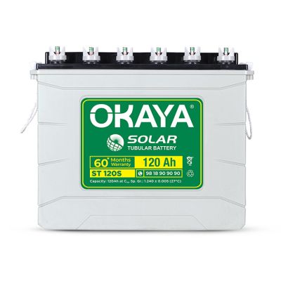 Okaya Solar Battery ST 120S - 120Ah Capacity with Total Warranty of 60 Months | Reliable Power Storage for your Solar Applications at Home, Office & Shops