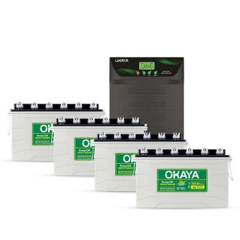 Okaya Hi-Capacity Inverter & Battery Combo | ATSW 4550 48V UPS/Inverter (4000VA) & 4× XBD+ Certified OPSJT17048 140Ah/12V SJT Battery | Power Pair for Larger Homes, Offices & Commercial Establishments