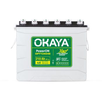 OKAYA PowerON OPTT24048 210Ah Advanced Tall Tubular Battery for Home, Office & Shop | Robust Design | Certified Backup Hour (CBH) with XBD+ technology | 48 Months Total Warranty