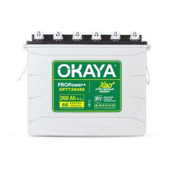 OKAYA PROPower+ OPTT29066 260Ah Advanced Tall Tubular Inverter Battery for Home, Office & Shops | Robust & Compact Design | Extra Backup Plus (XBD+ technology) | 66 Months Total Warranty