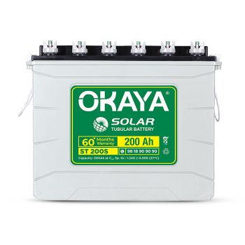 Okaya Solar Battery ST 200S - 200Ah Capacity with Total Warranty of 60 Months | Reliable Power Storage for your Solar Applications at Home, Office & Shops